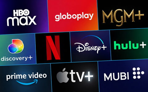 Mosaico com as marcas das principais plataformas de streaming